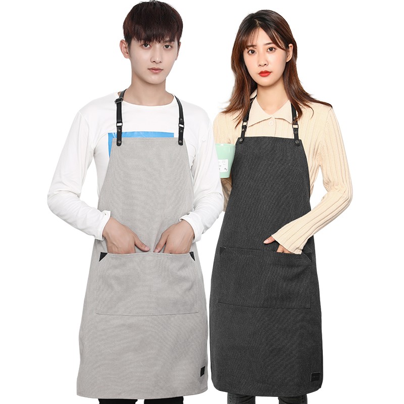 女时尚加厚帆布围裙定制印logo花店咖啡餐厅烘焙师男士工作服