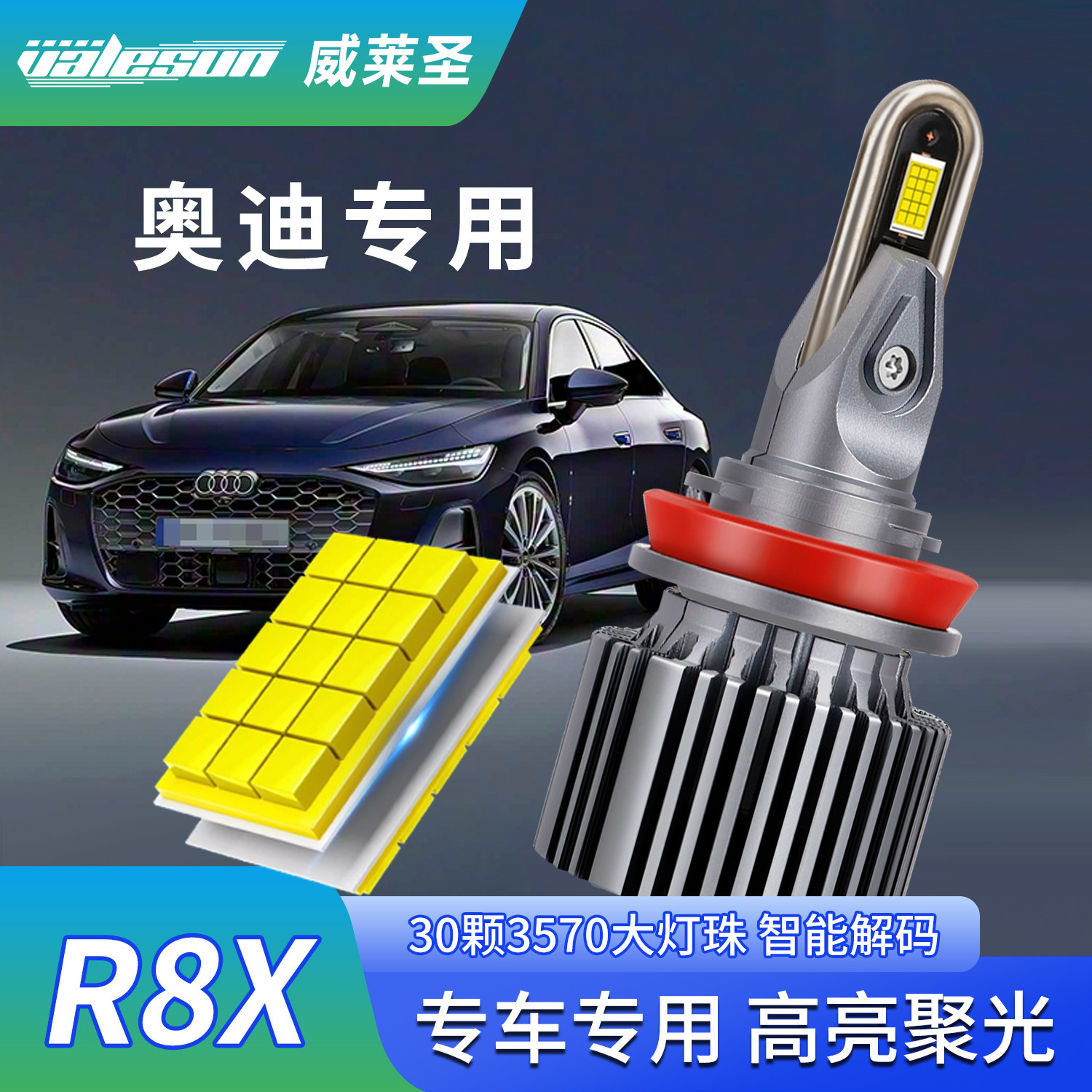 威莱圣超亮强光汽车LED大灯卤素氙气灯泡改装用LED前大灯远近一体