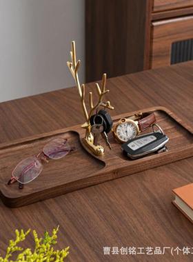 桌现货胡木玄关钥架客厅进门面钥TCT匙置物架摆件杂物匙收纳托桃