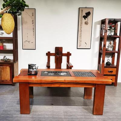 无品牌/老船木茶桌实木公茶台套装办室桌会客桌子书房阳新台中式