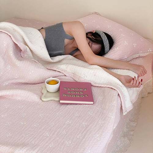 韩式夏季莱赛尔天丝纱薄布花织提单双人MY202502可机洗色夏凉被亲