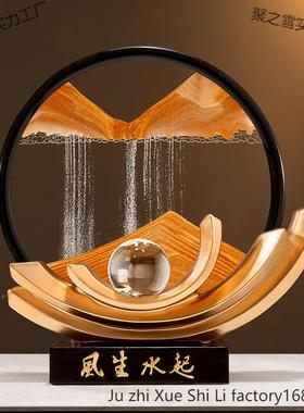 风生水轻起流沙件画摆奢高档客厅酒电聚之雪实视柜装饰