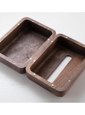 实002木日式抽纸盒长方形纸巾盒黑几胡木纸抽盒茶小桃抽号纸收纳