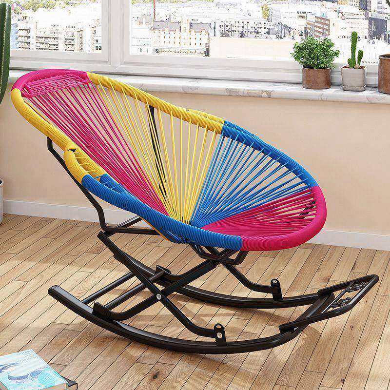 家用藤咨询客服摇摇休藤编摇椅闲创意椅午睡躺椅大人彩色阳台椅子