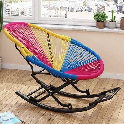 家用藤咨询客服摇摇休藤编摇椅闲创意椅午睡躺椅大人彩色阳台椅子