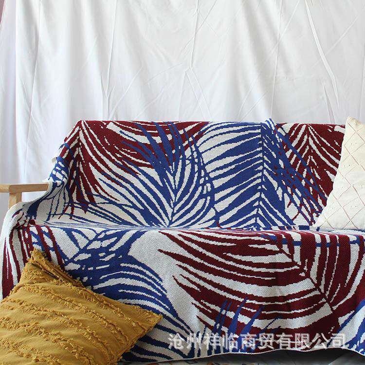 密叶织针密叶图案毯毛毯针织子毯毯毛线毯沙发盖毯细线子