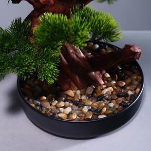 中式仿新真迎松景摆件YA松树假树绿植客厅酒店玄客关人盆造桌面装