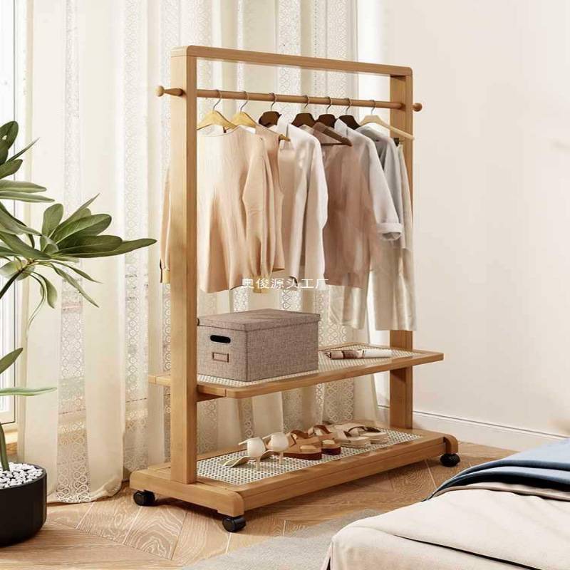 挂衣架实木落地卧室衣帽架客厅简约现代新中式民宿衣架置物可移动