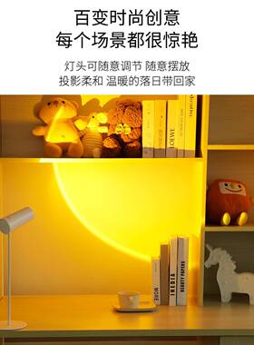 工厂灯直阅销创27359意读L夜ED护眼能台灯宿舍桌面多功夕阳氛围灯