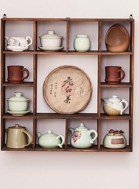 实木架茶具架中多宝约格挂壁式收纳博古架现代简置YL003物泡桐式