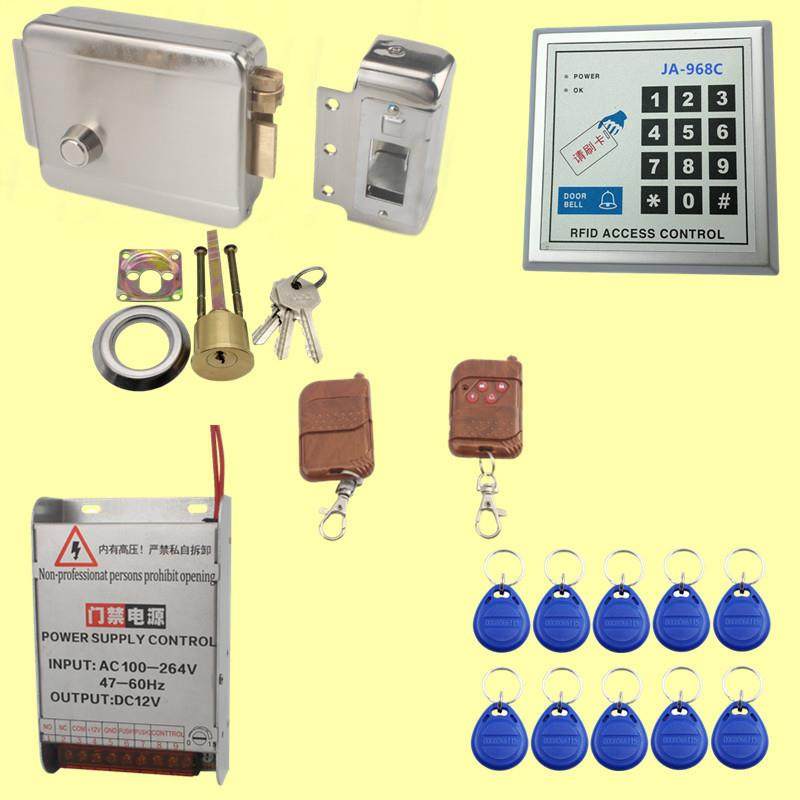 107拉丝电智能门锁刷卡密码FKP门禁机套装锁无线遥控锁楼宇对讲控