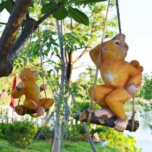 树脂仿真猴子摆件园艺杂货花园庭院动物造景户外院子树上挂件装饰