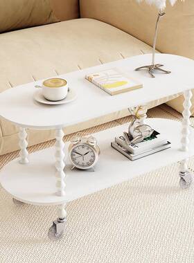 法式奶TX010油风客可移动茶几沙发几餐边厅小推车小户型古中边夹