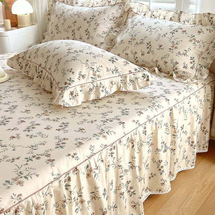 202新全棉床裙三款件su26+526套单件床罩纯棉床单带裙花边韩款式