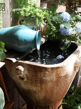 复古陶瓷件仿古大缸粗ir8陶手坛工圆方水缸花盆鱼缸落大地摆庭院