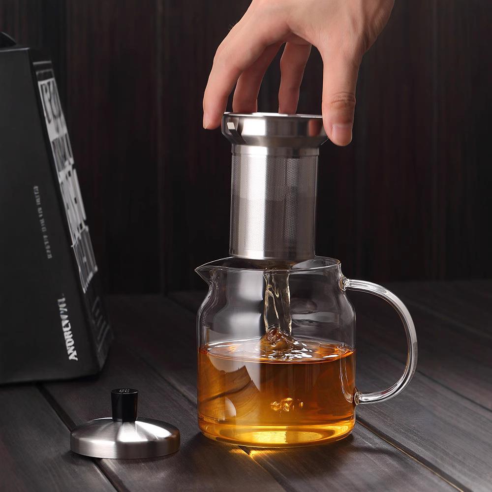 耐热玻泡茶壶套装耐高大容量不璃锈钢具过滤茶单S045温壶小号家用