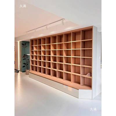 实木一书柜体厅整墙到顶满墙去客TSR化沙发整一体柜墙储物柜卡座