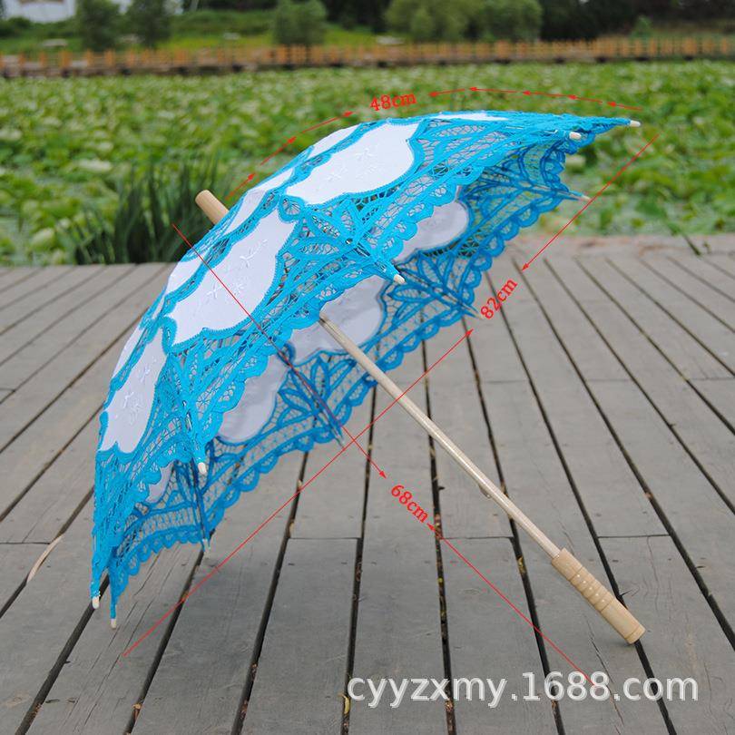 钩花百带丽工艺花边伞主l蕾丝公棉布婚雨庆984806蹈舞道具装饰晴