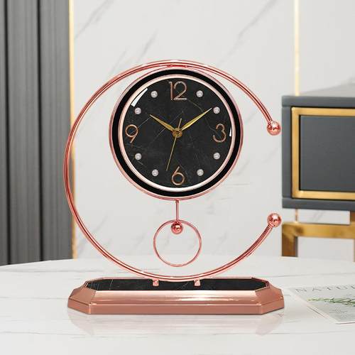 轻奢现代红座钟客摆式桌台面装饰摇摆钟2860表家用电视柜时厅网钟