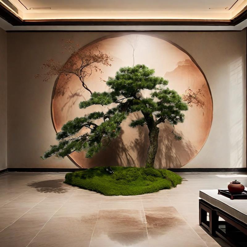 迎客松仿真树假树盆景摆件室内景观造景植物装饰高档仿真树绿植