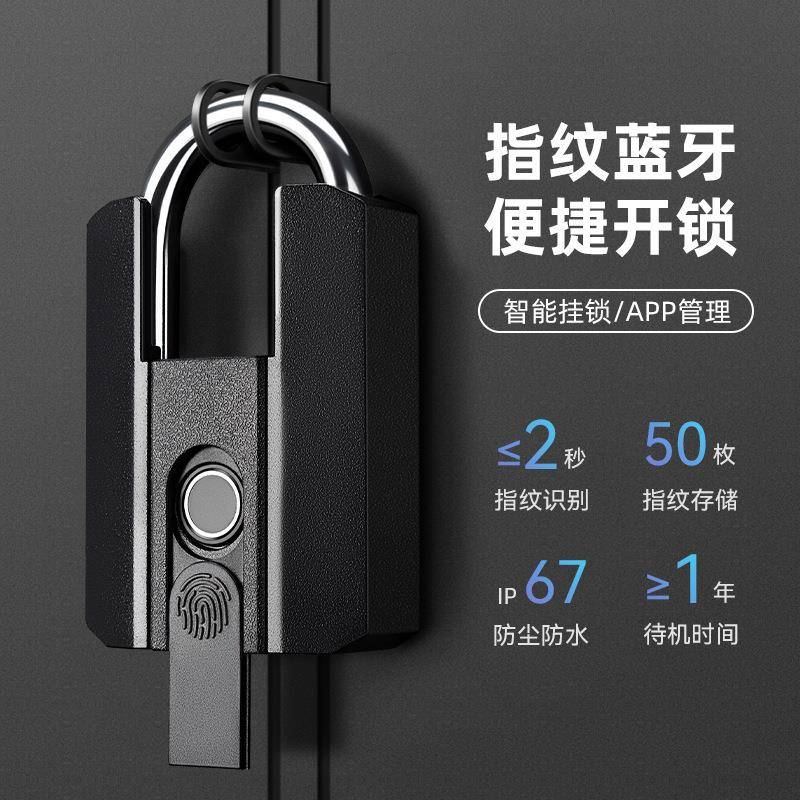 户外防水防锈指纹锁家用电子小锁小区大门铁链挂锁宿舍储物柜锁头