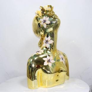 抽作象人物雕艺塑摆件创意店样板房酒设计花女人品女人花术雕塑桌