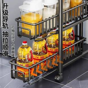 夹缝置物架厨房冰箱侧面窄缝隙抽拉收纳柜拉篮卫生间极窄边小推车