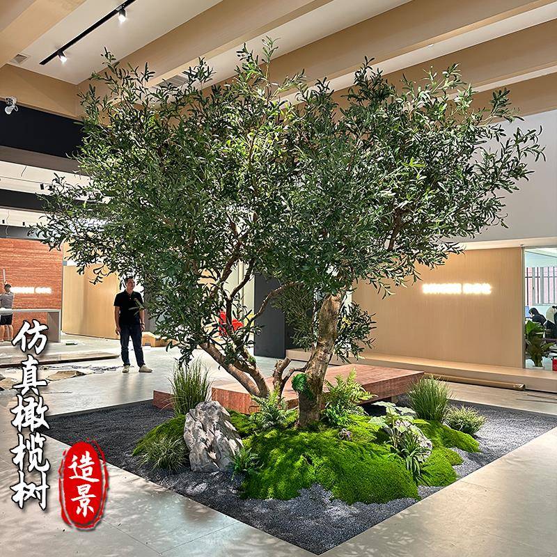 大型仿真橄榄树落地绿植室内外景观人造假树园林绿化装饰橱窗造景