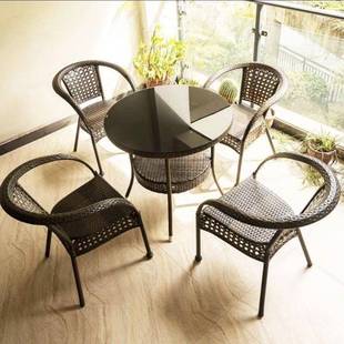 藤椅三件套庭院露天休闲户外桌椅塑料中式 送货上楼
