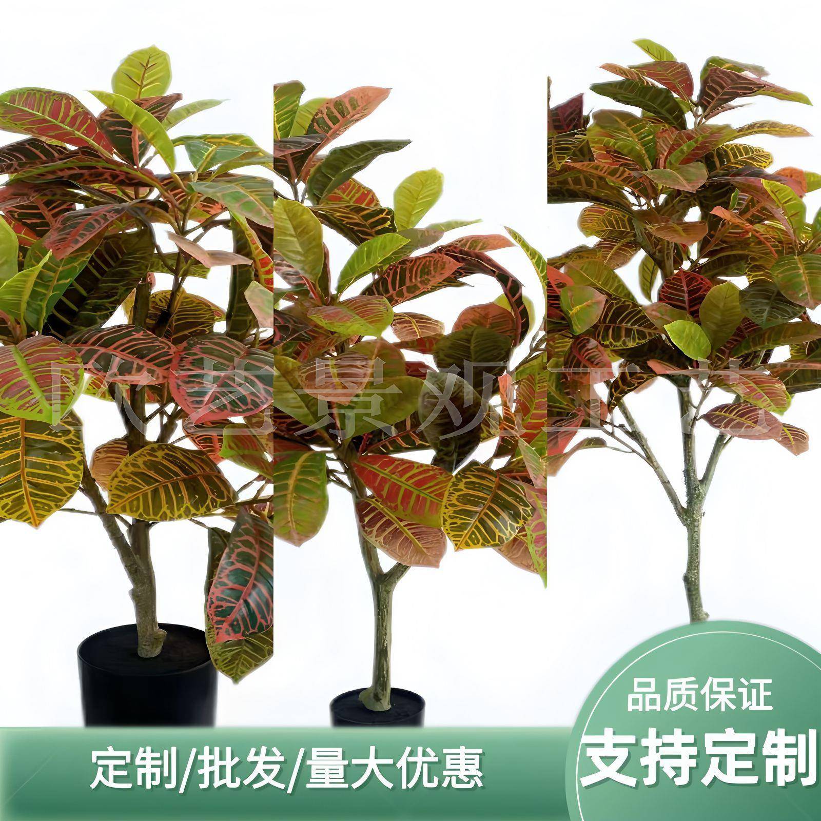仿真变叶木盆栽室内阳台办公室装饰植物家居造景七彩招财仿真盆栽