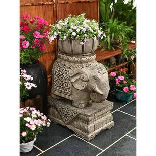 GZ6仿M院户外象门墩摆件石墩花盆底F77J7997座花园布大置露台庭装