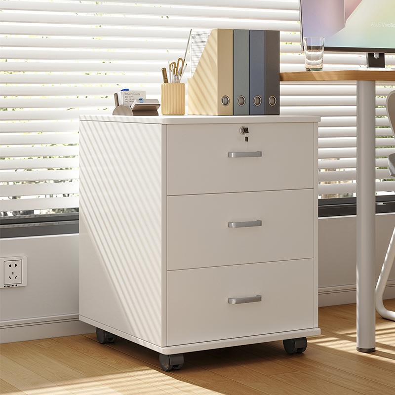 文件柜办公室木质带锁小柜子移动收纳柜抽屉柜带轮桌下储物柜矮柜