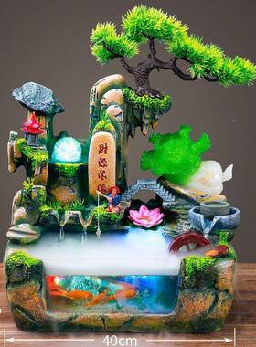 红鱼缸造小型客厅家招用自循环流水生态景迷你办公FZK室桌网面财