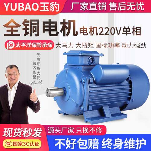 单相电机220V小型交流0.75/1.1/1.5/2.2/3W高速全铜线异步电动机