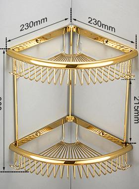全铜双层置物网篮浴卫室生间转角蓝双层扇三角角篮形转架MXL置物