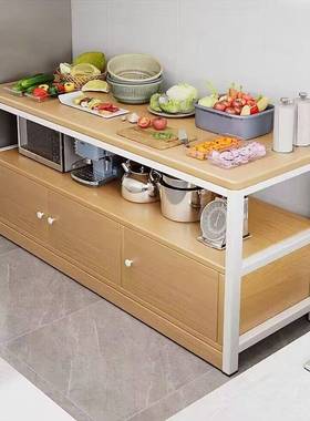 厨房多功能XYE置橱物架柜落层地切菜桌子工作柜台多微波炉收纳窄