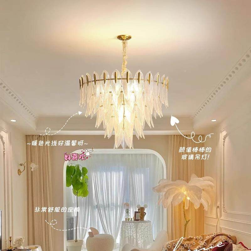 轻奢创客意个性简139羽毛灯现代约高端卧室灯别墅水晶玻璃厅餐厅,家装灯饰光源,智能吊灯,淘宝优惠券,粉丝福利购,淘宝优惠卷