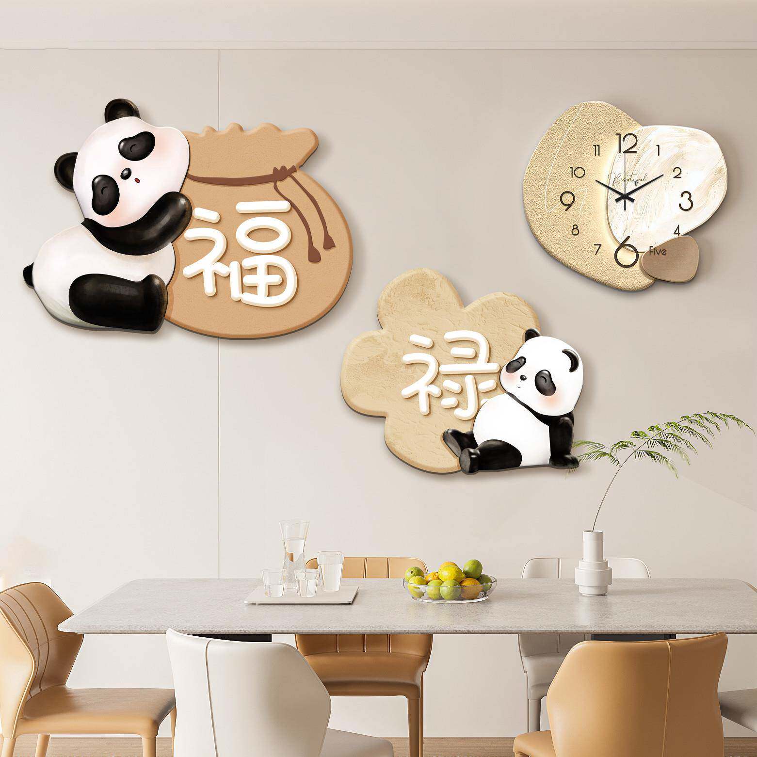 好运熊猫装饰画现代简约客厅走廊过道墙壁挂饰寓意好家居饰品挂画