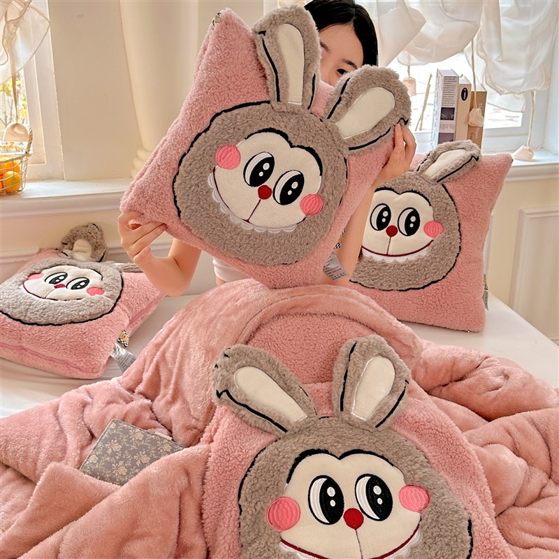 加厚卡通抱枕h被子两用午睡二合一车用枕头被办公室靠枕车载盖毯