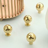 君陶黄铜轻奢风原创手工锤纹衣柜门把手橱柜子法式 圆球金色小拉手