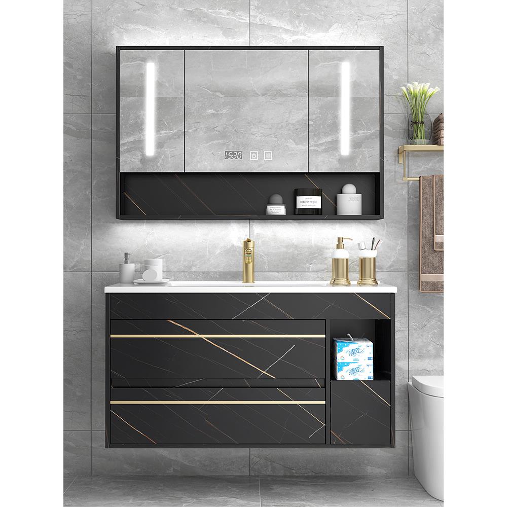 轻奢智能浴室柜小户型洗脸手盆柜组合卫生间洗漱台池现代简约镜柜