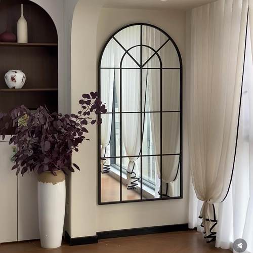 法式客厅入口拱镜全身镜壁挂镜梳妆镜家用落地镜装饰镜装修镜