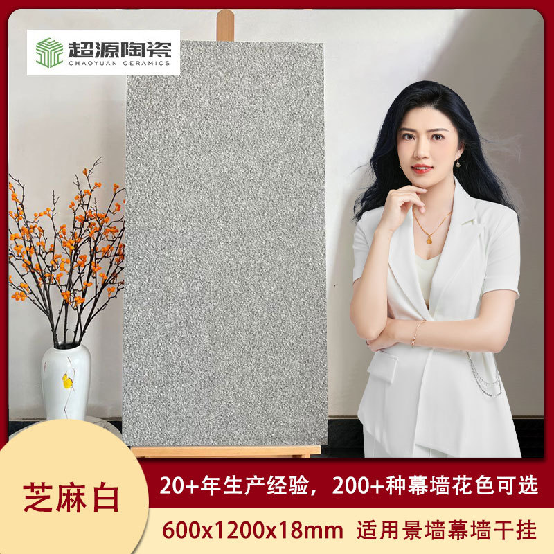 仿荔枝面芝麻白幕墙石英砖山水壁画白色仿白麻外墙幕墙砖