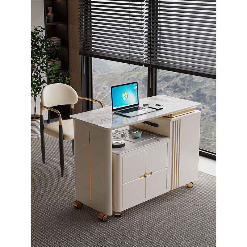 现代约旋转台岩板移动茶车客家用PDO厅小茶桌茶组合自动上简水一