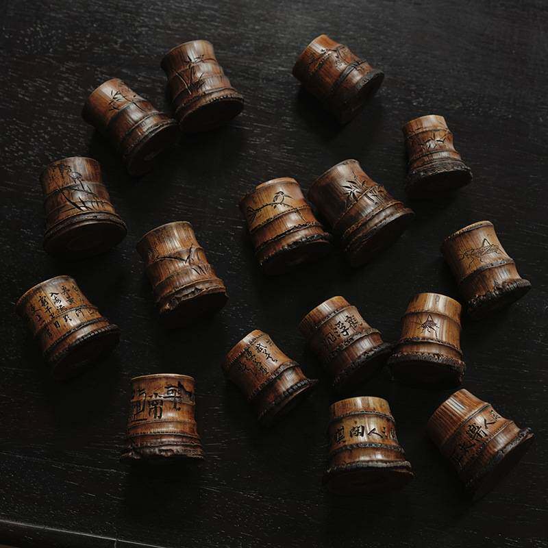 全手工竹雕盖置 竹中式盖托茶置茶道配件 紫砂壶茶器铁壶盖承日式