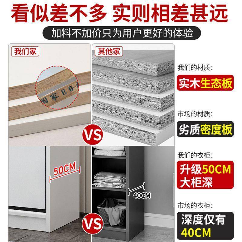 实木衣柜家用橱ZHC卧简约现代推拉租门简室易组装经济型出房大衣
