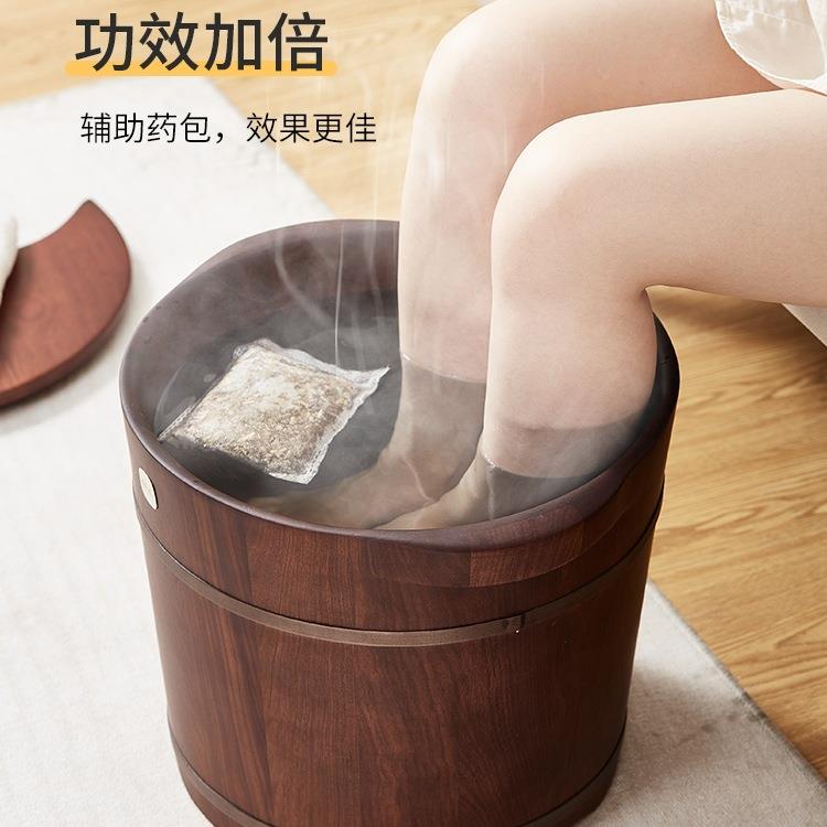 养质足浴桶木木桶家用洗脚桶泡脚木桶按摩冬天生带盖实洗脚ECT盆