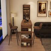 实木复古风家吧台伸缩吧台边桌隔断柜用客厅小吧柜餐桌台一体