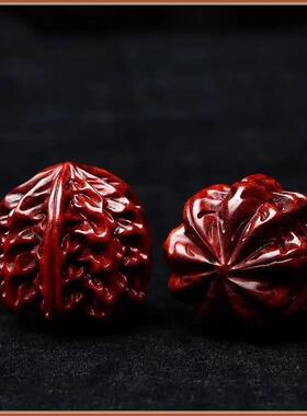 叶紫檀盘玩核桃手把送雕件刻健身小球手球把玩保健球ltao6737礼文