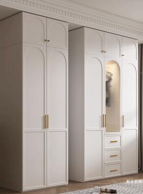 法TUZ式衣柜储家用室卧书桌一玻体璃门小户型实木衣橱出租房白色